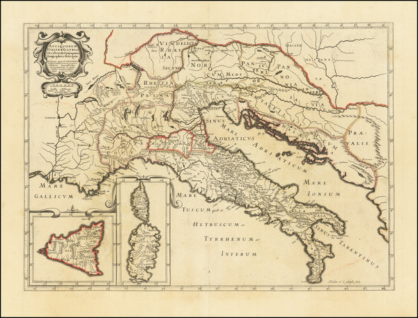 72-Italy, Corsica, Sardinia and Sicily Map By Melchior Tavernier