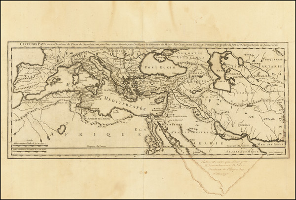 70-Mediterranean, Middle East, Turkey & Asia Minor and Greece Map By Guillaume Nicolas Delahay
