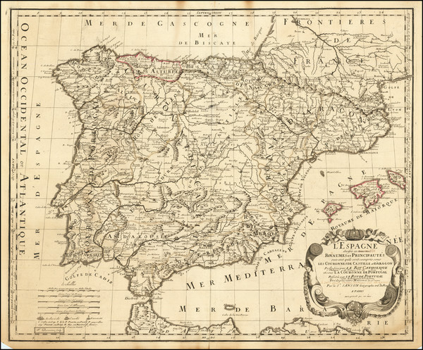 71-Spain Map By Nicolas Sanson