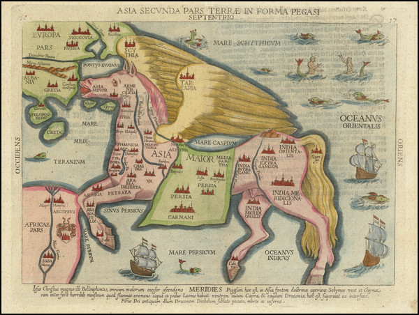 7-Asia, Southeast Asia, Comic & Anthropomorphic and Curiosities Map By Heinrich Bunting