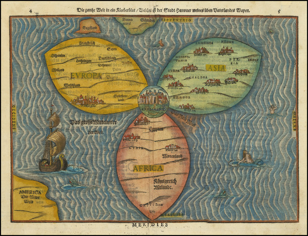 42-World, Holy Land and Curiosities Map By Heinrich Buenting