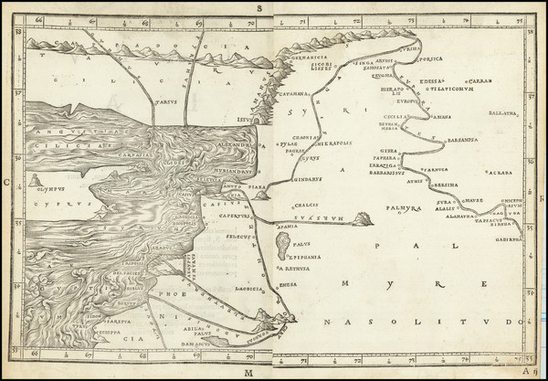 67-Cyprus, Middle East and Holy Land Map By Jacob Ziegler