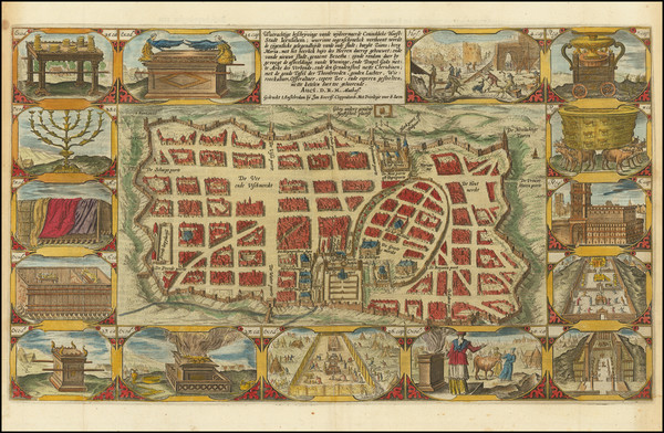 91-Jerusalem Map By Petrus Plancius / Jan Everts Cloppenburgh