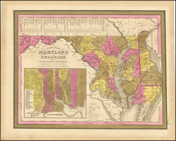 35-Maryland and Delaware Map By Samuel Augustus Mitchell