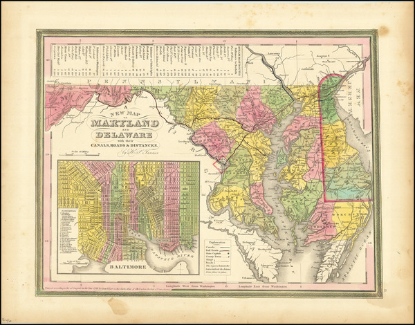 46-Maryland and Delaware Map By Henry Schenk Tanner