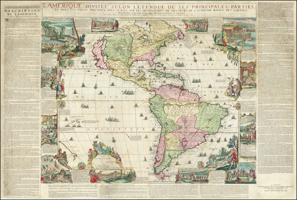 6-North America, South America, California as an Island and America Map By Nicolas de Fer