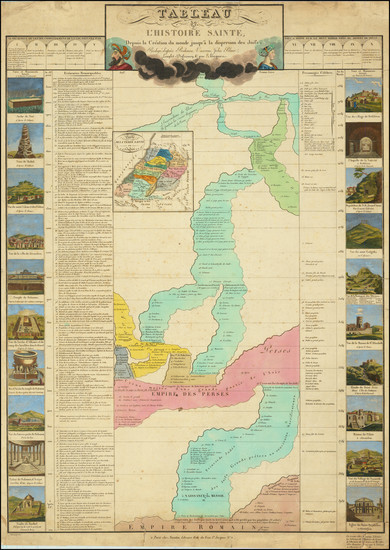 61-Holy Land, Jerusalem and Curiosities Map By Édouard Hocquart