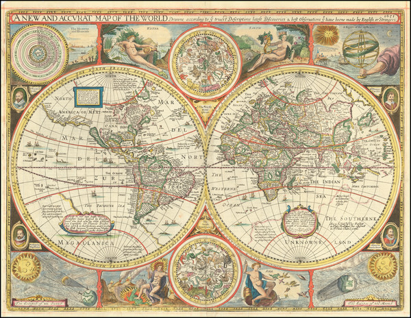 11-World and California as an Island Map By John Speed