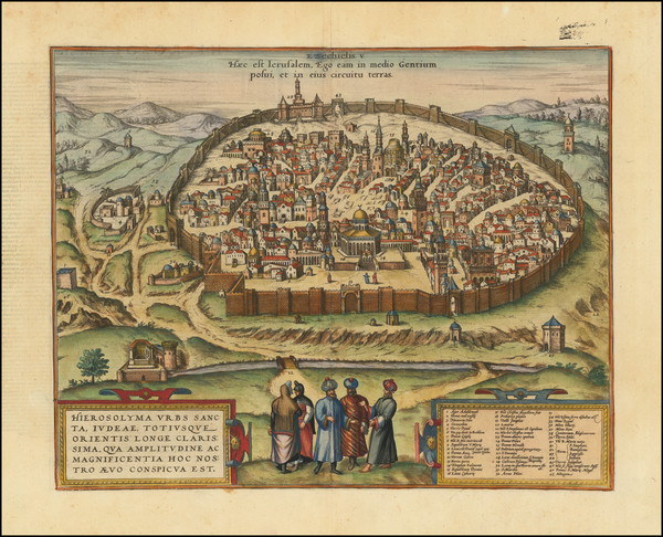 82-Jerusalem Map By Georg Braun  &  Frans Hogenberg