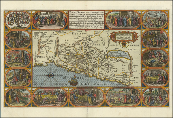 45-Holy Land Map By Petrus Plancius / Jan Everts Cloppenburgh