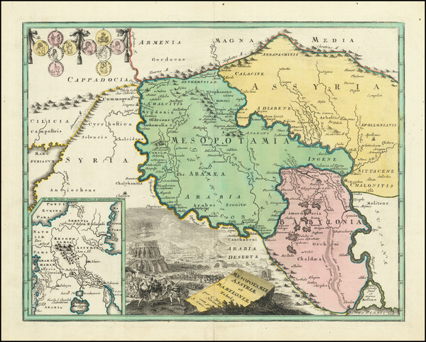 46-Middle East and Holy Land Map By Johann Christoph Weigel