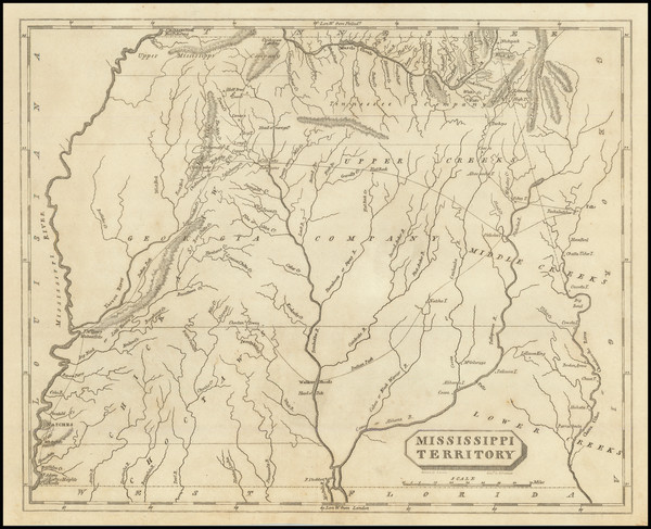 94-South, Alabama and Mississippi Map By Aaron Arrowsmith  &  Samuel Lewis