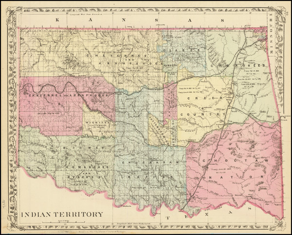 8-Oklahoma & Indian Territory, Colorado and Colorado Map By Samuel Augustus Mitchell Jr.