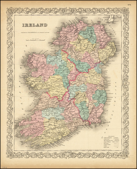 52-Ireland Map By Joseph Hutchins Colton