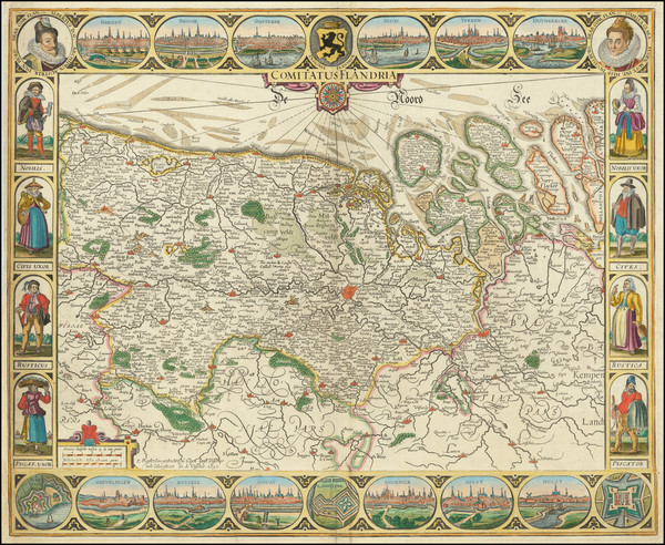 50-Belgium Map By Claes Janszoon Visscher