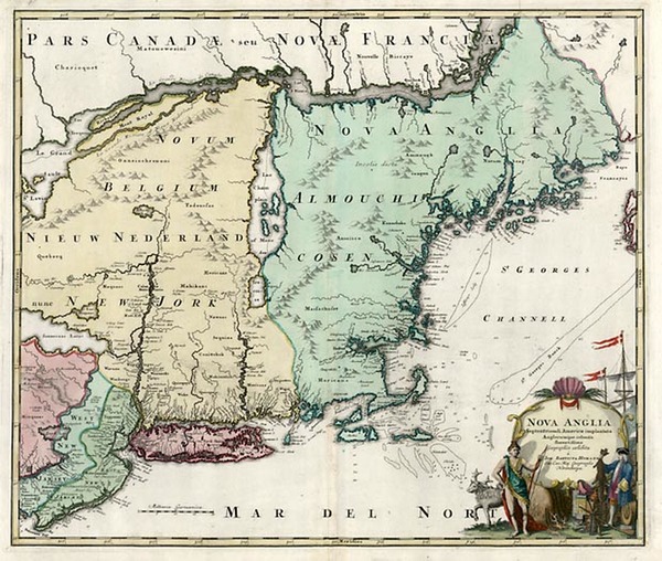 87-New England and Mid-Atlantic Map By Johann Baptist Homann