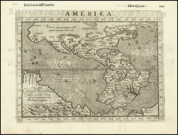 87-Western Hemisphere and America Map By Girolamo Ruscelli / Giovanni Botero