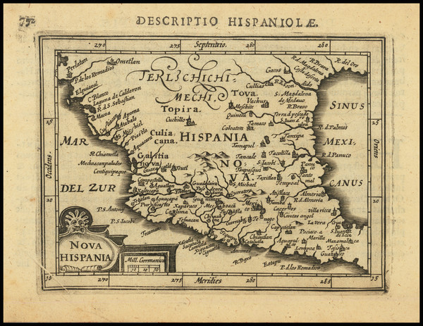 24-Mexico Map By Petrus Bertius