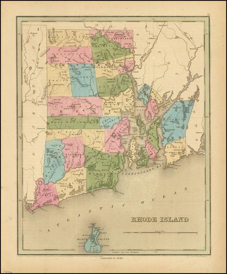 90-Rhode Island Map By Thomas Gamaliel Bradford