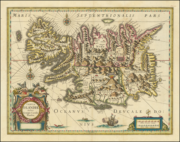 68-Iceland Map By Willem Janszoon Blaeu
