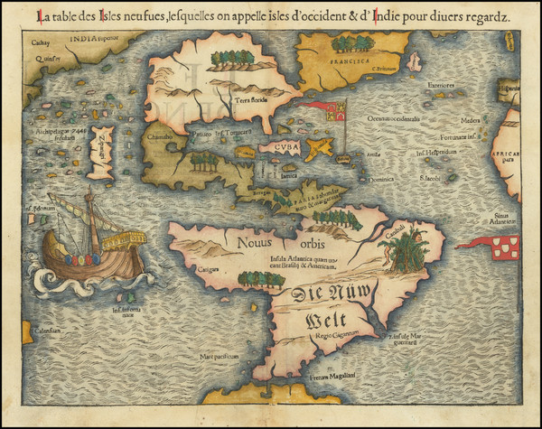 94-Western Hemisphere, North America, South America, Japan and Pacific Map By Sebastian Munster