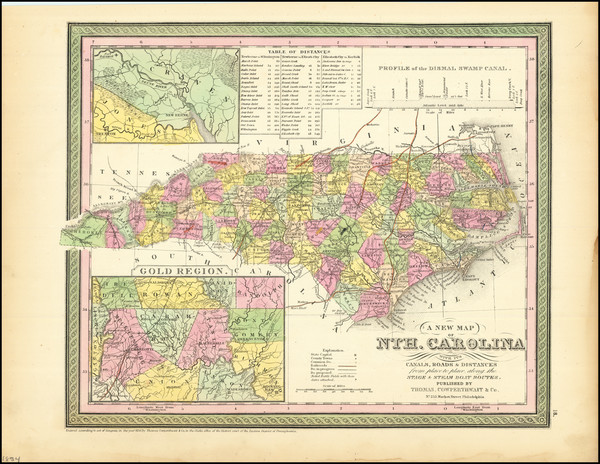 13-North Carolina Map By Thomas, Cowperthwait & Co.