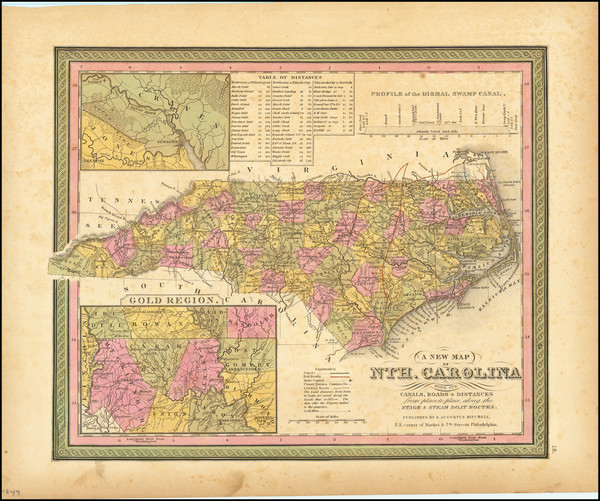 25-North Carolina Map By Samuel Augustus Mitchell