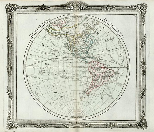 88-World, Western Hemisphere, South America and America Map By Louis Brion de la Tour