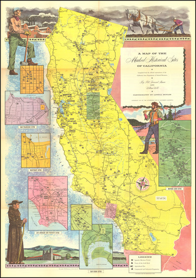 58-Pictorial Maps and California Map By Automobile Club of Southern California