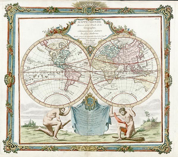 43-World and World Map By Louis Brion de la Tour