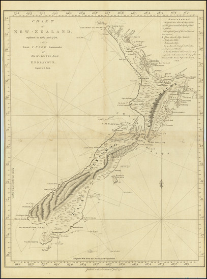 61-New Zealand Map By James Cook