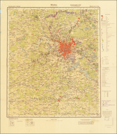 0-Russia and World War II Map By General Staff of the German Army