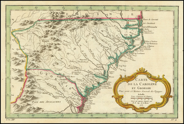 83-Southeast, Georgia, North Carolina and South Carolina Map By Jacques Nicolas Bellin