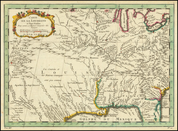 43-South, Southeast, Midwest and Southwest Map By Jacques Nicolas Bellin