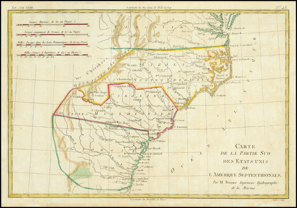 63-Southeast, Georgia, North Carolina and South Carolina Map By Rigobert Bonne