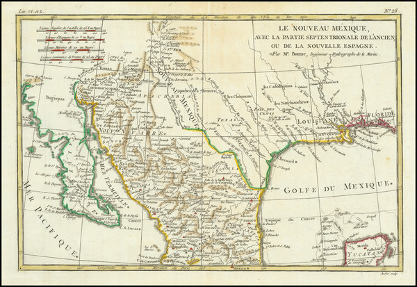 88-Texas, Southwest, Mexico and Baja California Map By Rigobert Bonne