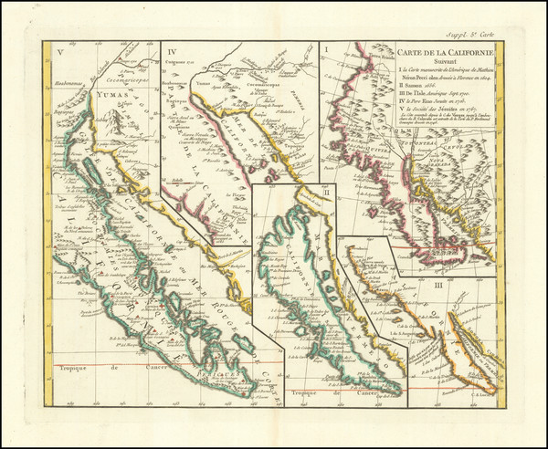 8-Baja California, California and California as an Island Map By Denis Diderot / Didier Robert de