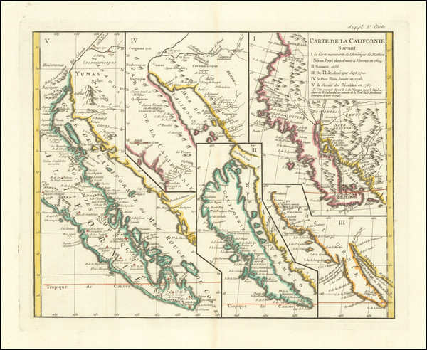 91-Baja California, California and California as an Island Map By Denis Diderot / Didier Robert de