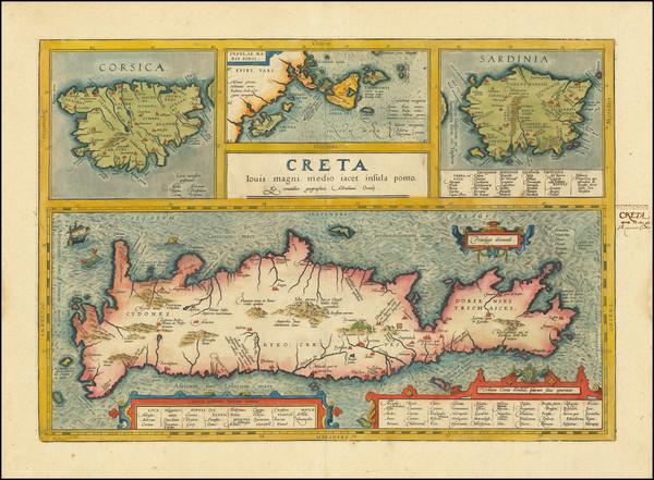 35-Corsica, Sardinia and Greece Map By Abraham Ortelius