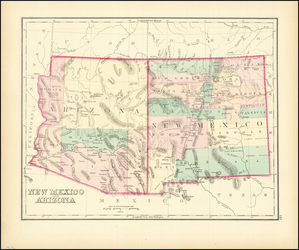 94-Arizona and New Mexico Map By O.W. Gray