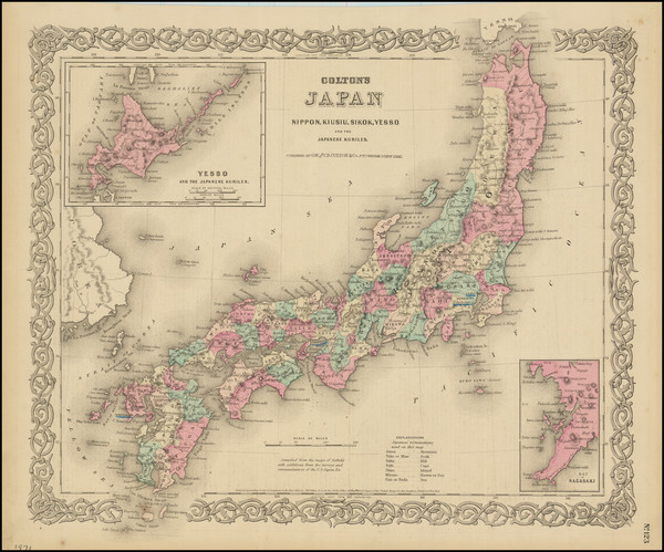 75-Japan Map By Joseph Hutchins Colton