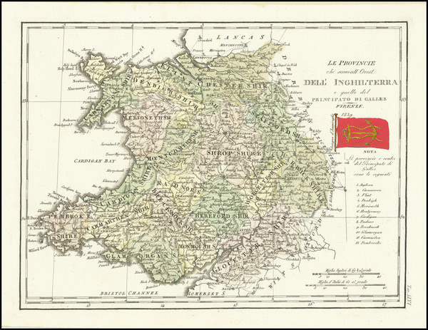 14-British Counties and Wales Map By Francesco Costantino Marmocchi