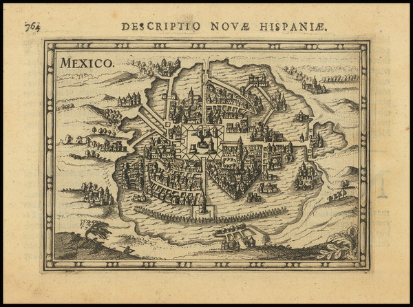 23-Mexico Map By Petrus Bertius / Jodocus Hondius