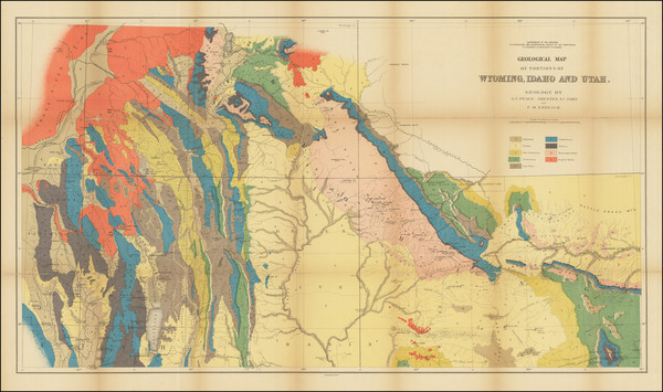 10-Idaho, Utah and Wyoming Map By Ferdinand Vandeveer Hayden