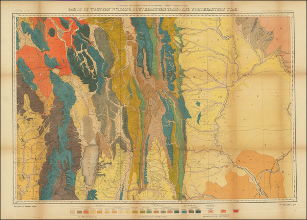 86-Idaho, Utah, Wyoming and Geological Map By F.V. Hayden