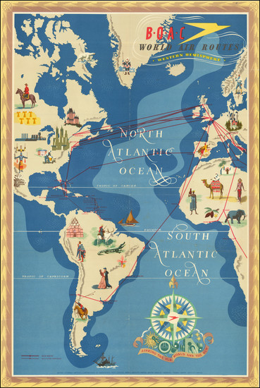 17-World, Eastern Hemisphere, Western Hemisphere and Pictorial Maps Map By E. O. Seymour