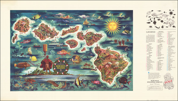 46-Hawaii, Hawaii and Pictorial Maps Map By Hawaiian Pineapple Company