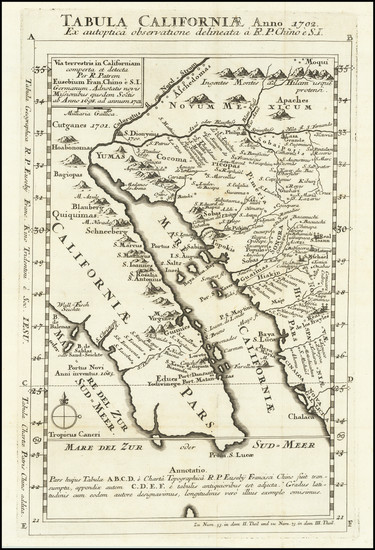 11-Southwest, Arizona, Mexico, Baja California and California Map By Fr. Eusebio Kino