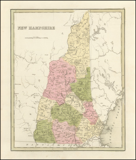 89-New Hampshire Map By Thomas Gamaliel Bradford