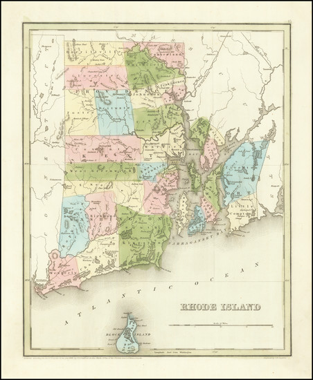 41-Rhode Island Map By Thomas Gamaliel Bradford